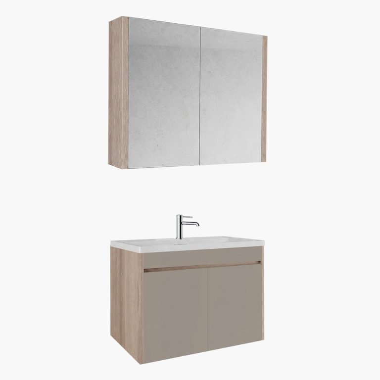 Allegra Oak & Latte Matt Έπιπλο Μπάνιου επίτοιχο 80cm